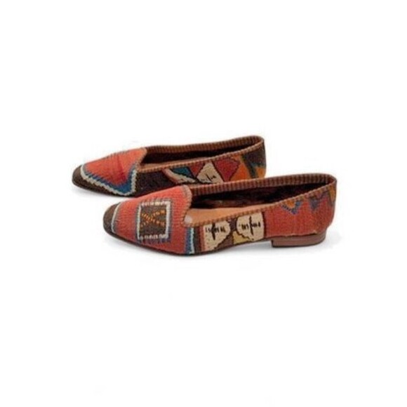 Kilim Loafers Size 8.5 – Boho Textile Handmade Slip-On Flats - Picture 3 of 8